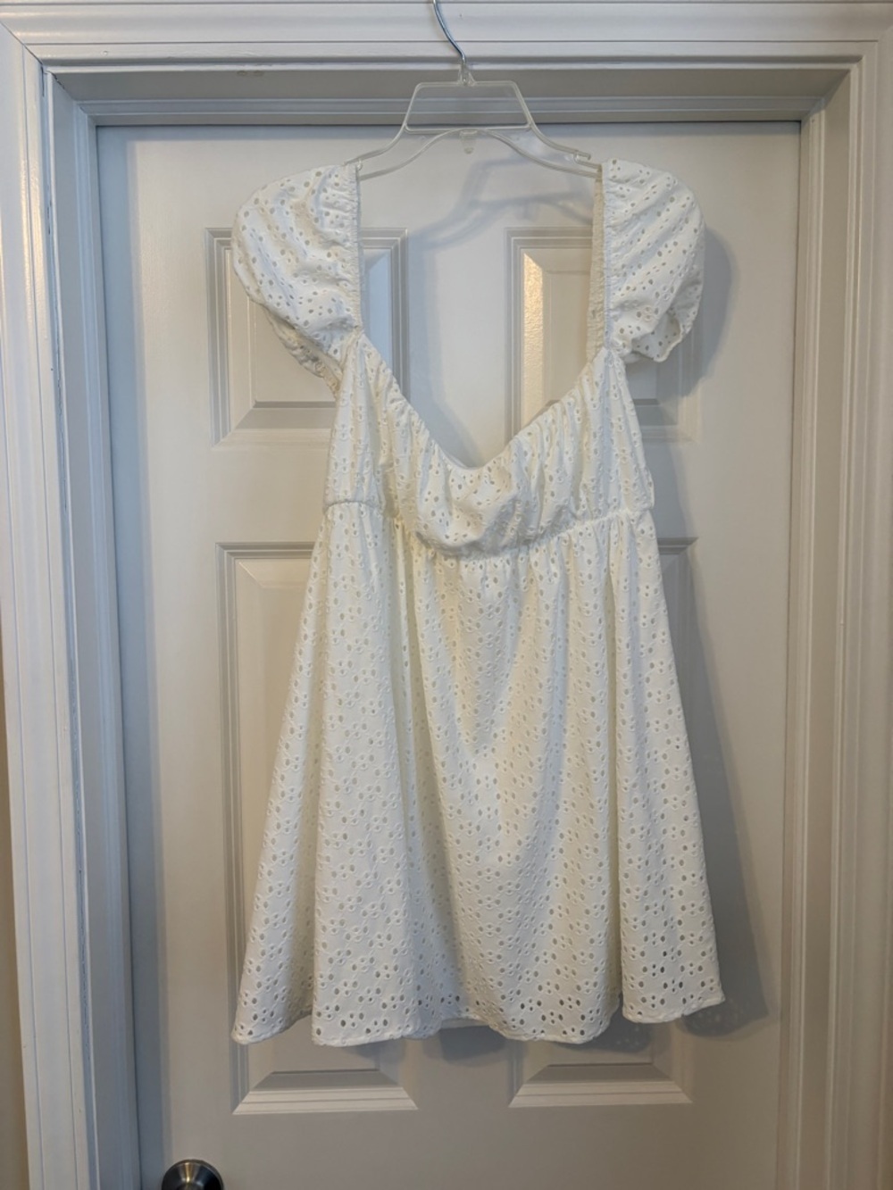 Lucy in the Sky Eyelet Girly Cottagecore Mini White Dress - Picture 9 of 12